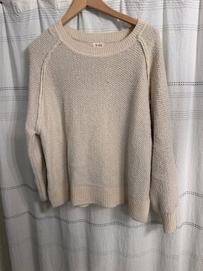 LA MIEL Soft Cream Textured Crew Sweater